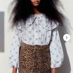 Damson Madder Lola Bow Blouse with Oversized Collar